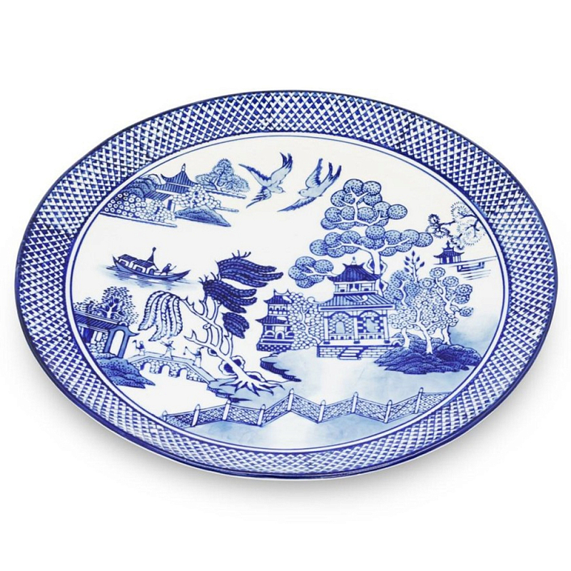 Тарелка Plate Chino Landscape Белый Синий Тарелка Plate Chino Landscape Белый Синий в Брянске | Loft Concept