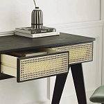 Дизайнерский письменный стол матово-чёрного цвета с 2-мя плетеными ящиками Glade Desk варинант исполнения - 1 | Loft Concept в Брянске