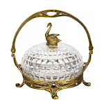 Конфетница из прозрачного рельефного стекла с ручкой и фигуркой лебедя Eden Garden варинант исполнения - 1 | Loft Concept в Брянске