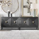 Тумба черная из дерева двухдверная Geometric Double Door Nightstand варинант исполнения - 4 | Loft Concept в Брянске