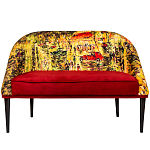 Диван двухместный из натурального бука красный с цветным принтом Impressionism in Art варинант исполнения - 1 | Loft Concept в Брянске