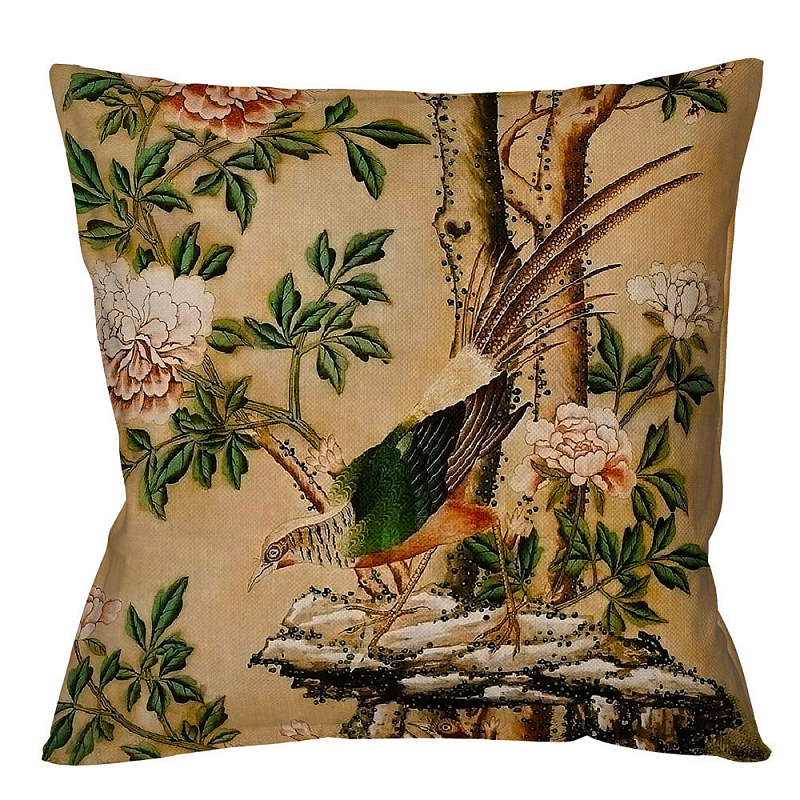 Декоративная подушка Beige and Green Chinoiserie 3 Бежевый Зеленый Декоративная подушка Beige and Green Chinoiserie 3 Бежевый Зеленый в Брянске | Loft Concept