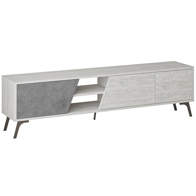 ТВ-тумба с 3-мя дверцами и полками Grey Albe TV Stand Черный Белый Серый в Брянске | Loft Concept 