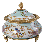 Шкатулка с крышкой из голубого фарфора с риунком птиц и цветов Blue Garden варинант исполнения - 1 | Loft Concept в Брянске