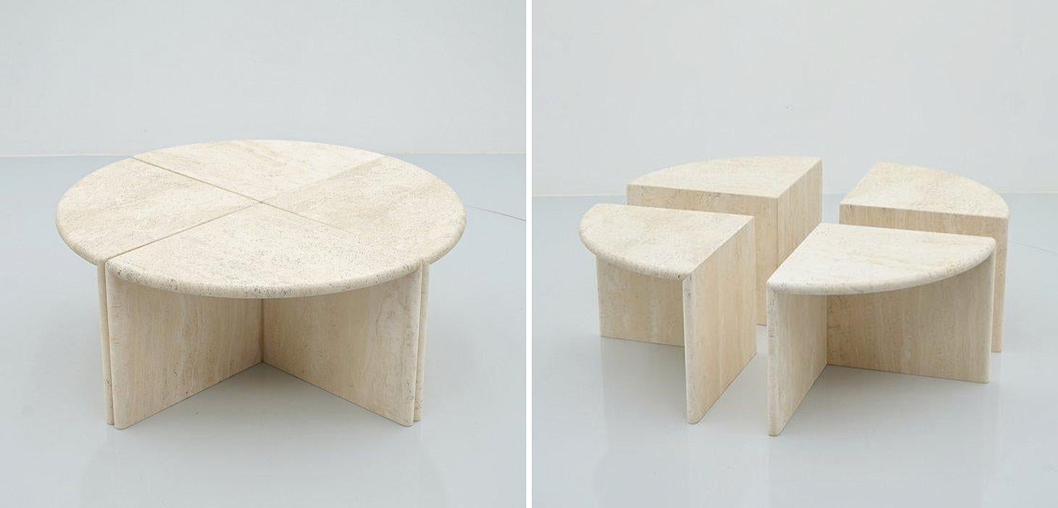 Модульный кофейный стол Set of Four Travertine Side or Coffee Tables Модульный кофейный стол Set of Four Travertine Side or Coffee Tables - Loft-Concept в Брянске