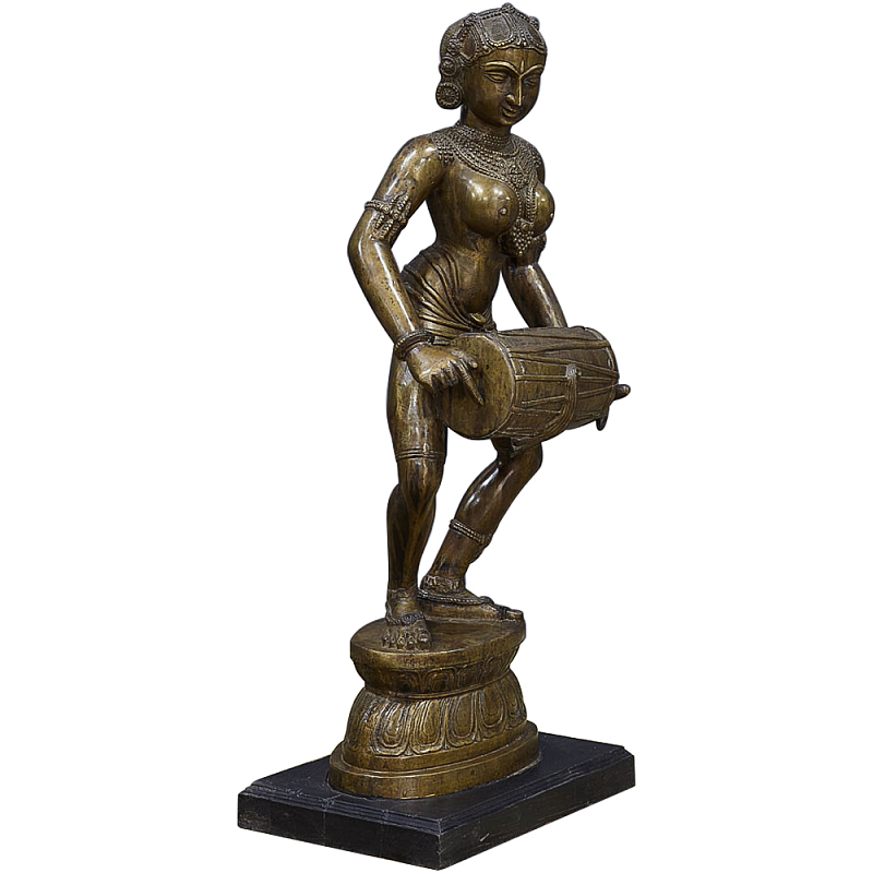 Декоративная статуэтка из латуни Dancing Woman with Mridangam Винтажная латунь Декоративная статуэтка из латуни Dancing Woman with Mridangam Винтажная латунь в Брянске | Loft Concept