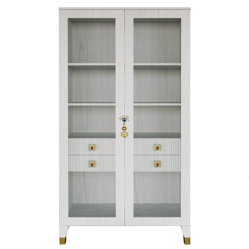 Дизайнерский шкаф витрина Elsa Dreams White с 4-мя ящиками Белый Золотой в Брянске | Loft Concept 