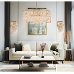 Люстра круглая с хрустальными подвесками на золотистом каркасе Roul Crystal Light варинант исполнения - 11 | Loft Concept в Брянске