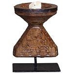 Подсвечник из массива тика на металлической подставке Wooden Carved Candlestick варинант исполнения - 1 | Loft Concept в Брянске