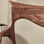 Стул деревянный с мягким сиденьем из коричневой натуральной кожи Moon Walnut Furniture варинант исполнения - 8 | Loft Concept в Брянске