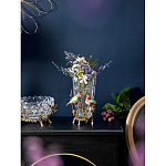 Ваза стеклянная прозрачная с бронзовым основанием в виде ветвей и фарфоровыми птичками Eden Garden варинант исполнения - 4 | Loft Concept в Брянске