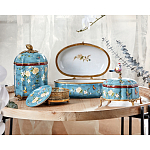 Ваза голубая с крышкой и цветочным узором Genuine Chinese Classics варинант исполнения - 3 | Loft Concept в Брянске