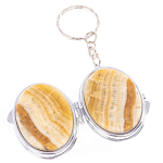 Зеркало брелок карманное двухстороннее из натурального камня Оникс Silver Stone Mirrors варинант исполнения - 2 | Loft Concept в Брянске