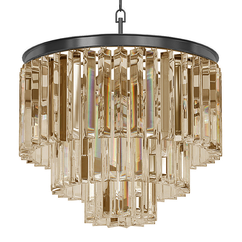 Люстра Odeon Smoke Glass Fringe Chandelier - 3 rings Черный в Брянске | Loft Concept 