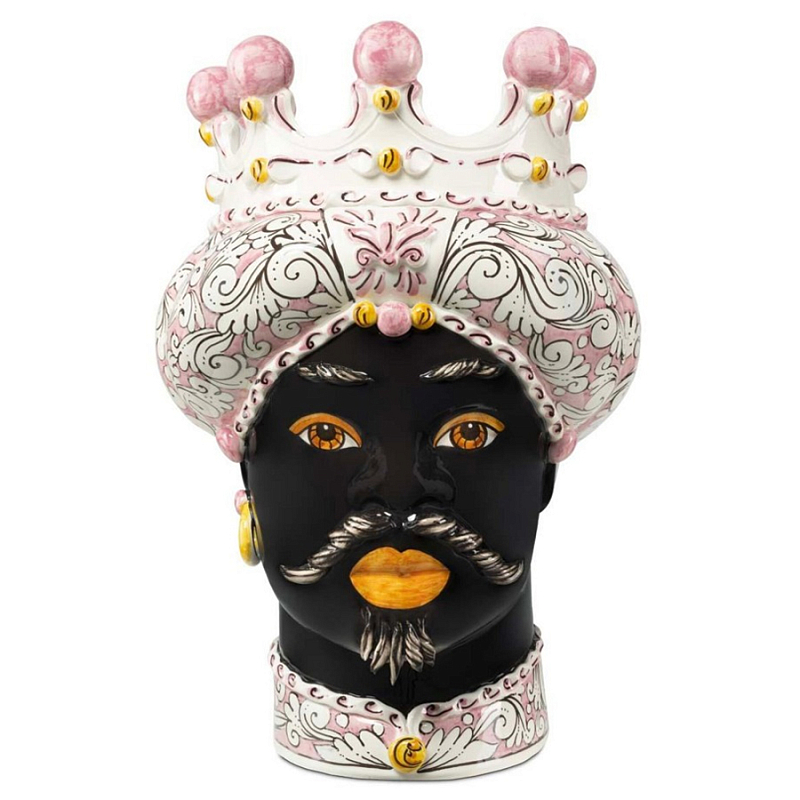 Ваза Vase Moro Man Ornate Pink Черный Розовый Белый Ваза Vase Moro Man Ornate Pink Черный Розовый Белый в Брянске | Loft Concept