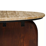 Кофейный столик с круглой столешницей на 2-х массивных деревянных ножках Tandem Travertine and Wood варинант исполнения - 3 | Loft Concept в Брянске