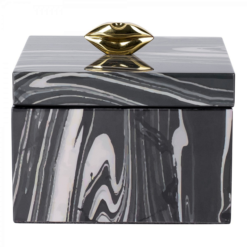 Шкатулка KISS BOX Черный Белый Глянцевое золото Шкатулка KISS BOX Черный Белый Глянцевое золото в Брянске | Loft Concept