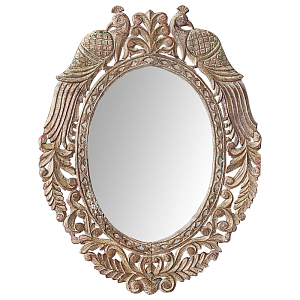 Зеркало в резной раме Viaan Grey Mango Carved Mirror