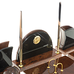 Настольный письменный набор с часами из природного камня обсидиана Oval Office варинант исполнения - 3 | Loft Concept в Брянске