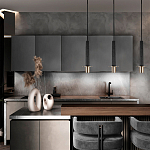 Подвесной светильник с узким цилиндрическим плафоном и золотым металлическим декором Concrete Pipe варинант исполнения - 8 | Loft Concept в Брянске