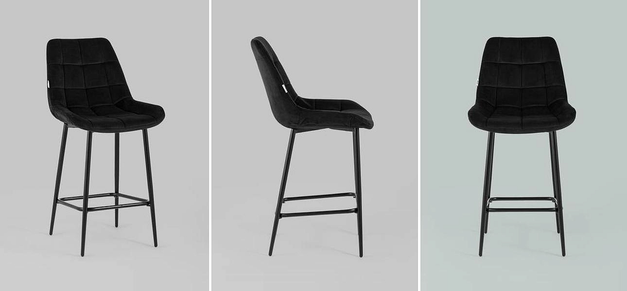 Стул Полубарный NANCY Chair посадка 65 см Черный Велюр Стул Полубарный NANCY Chair посадка 65 см Черный Велюр - Loft-Concept в Брянске