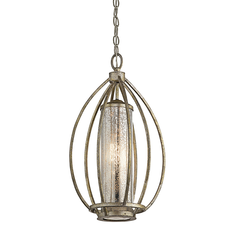 Подвесной светильник овальной формы с цилиндрическим плафоном в цвете сусальное серебро Kichler Серебро винтаж в Брянске | Loft Concept 