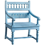 Деревянное кресло из массива манго с резным декором Eutropio Grey Mango Chair Blue варинант исполнения - 1 | Loft Concept в Брянске
