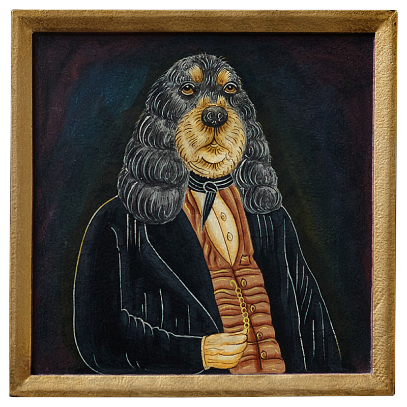 Картина в квадратной раме Chinoiserie Spaniel Dog Portrait Мульти Золотой Картина в квадратной раме Chinoiserie Spaniel Dog Portrait Мульти Золотой в Брянске | Loft Concept