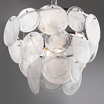 Люстра из белых стеклянных дисков на серебрянном каркасе White Glowing Reflectors варинант исполнения - 7 | Loft Concept в Брянске