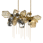 Люстра подвесная с 22-мя гранёными стеклянными плафонами с вертикальными подвесками Gilded Mirage  варинант исполнения - 1 | Loft Concept в Брянске