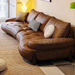 Диван кожаный с каркасом из массива дерева Medieval Furniture варинант исполнения - 4 | Loft Concept в Брянске