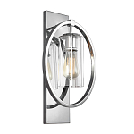 Бра цвета хром с круглой рамой и цилиндрическим прозрачным стеклянным плафоном на прямоугольном основании Feiss варинант исполнения - 1 | Loft Concept в Брянске