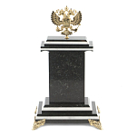 Часы настольные бронзовые с Гербом России из натурального камня Змевик Stone Clock варинант исполнения - 3 | Loft Concept в Брянске