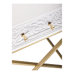 Приставной столик с выдвижным ящиком  White Table Carved Pattern варинант исполнения - 5 | Loft Concept в Брянске