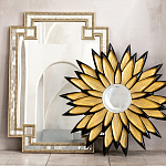 Зеркало-солнце в раме золотого и черного цвета Rays of Peace варинант исполнения - 3 | Loft Concept в Брянске