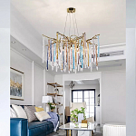 Люстра на подвесе с каркасом из металла и цветными подвесками из стекла Droplet Chandelier варинант исполнения - 1 | Loft Concept в Брянске