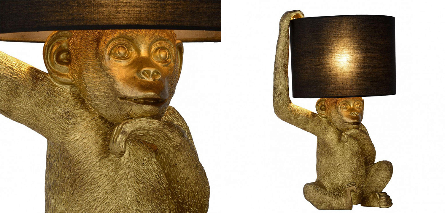 Настольная лампа с Золотой Обезьяной Monkey holding a lampshade Настольная лампа с Золотой Обезьяной Monkey holding a lampshade - Loft-Concept в Брянске