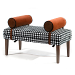 Банкетка Banquette PIED DE POULE Orange с принтом гусиная лапка Оранжевые валики варинант исполнения - 3 | Loft Concept в Брянске