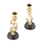 Подсвечники бронзовые на подставке из натурального камня нефрит Stone Candlestick варинант исполнения - 2 | Loft Concept в Брянске