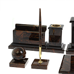 Настольный письменный набор с часами из природного камня обсидиана  Gift for Manager варинант исполнения - 4 | Loft Concept в Брянске