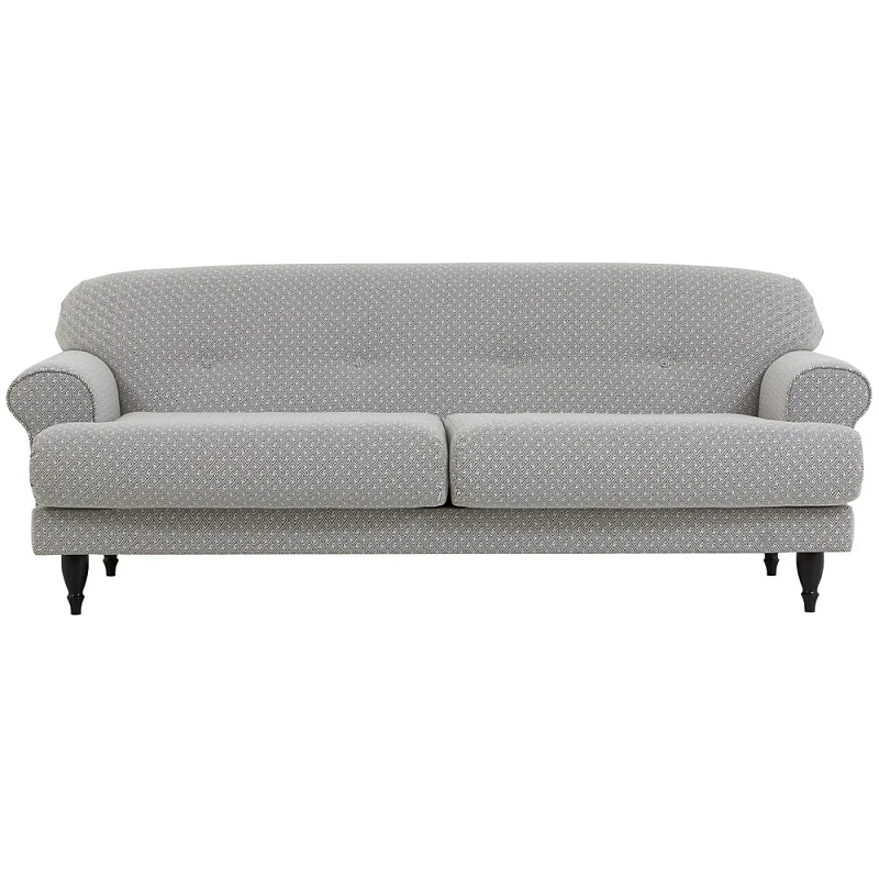 Трехместный диван Garner Grey Ornament Sofa Серый Белый Трехместный диван Garner Grey Ornament Sofa Серый Белый в Брянске | Loft Concept