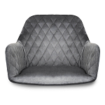 Барный стул со спинкой и подлокотниками на 4-х деревянных ножках Douglas Rhombus Серый Велюр варинант исполнения - 3 | Loft Concept в Брянске