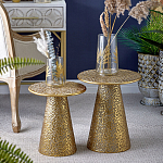 Журнальный столик с конусообразной основой и текстурной поверхностью золотого цвет Ethnic Metal варинант исполнения - 5 | Loft Concept в Брянске