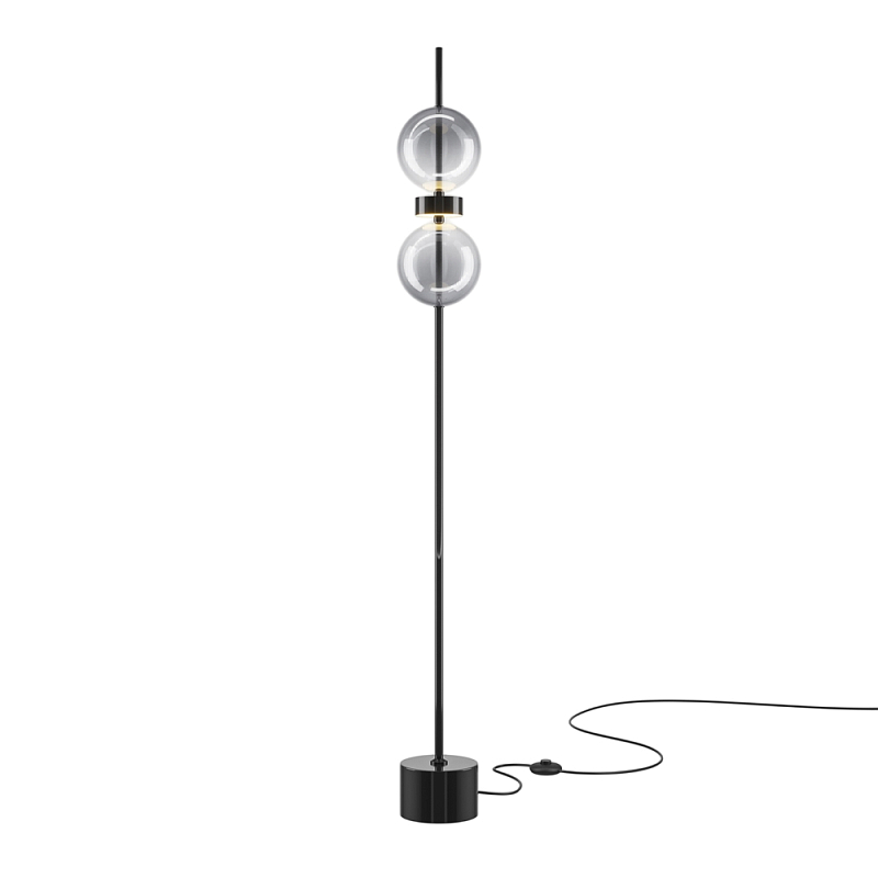 Напольный торшер светодионый Double Moon 3000К 15Вт Дымчатый (Smoke) Черный в Брянске | Loft Concept 