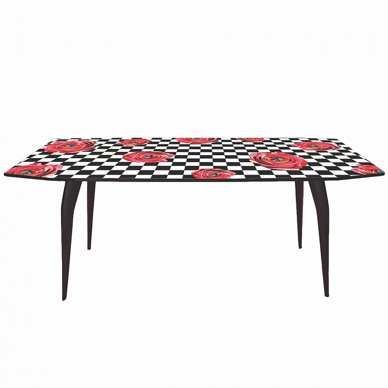 Обеденный стол Seletti Table Roses on check Черный Розовый (Rose) Обеденный стол Seletti Table Roses on check Черный Розовый (Rose) в Брянске | Loft Concept
