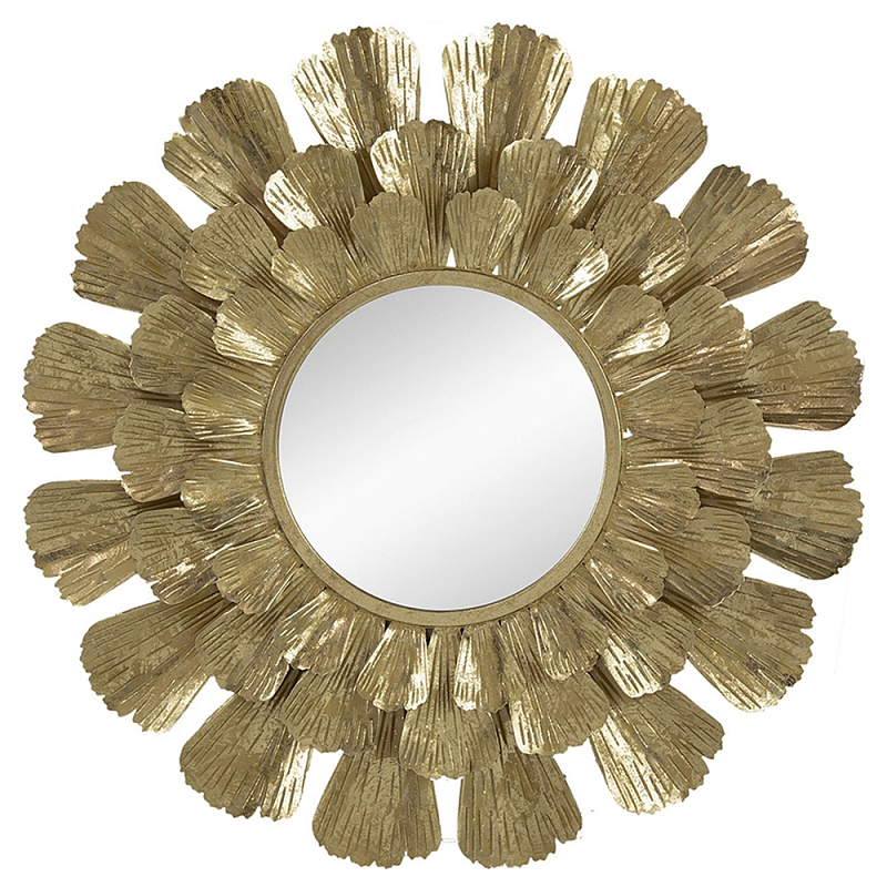 Зеркало круглое настенное в металлической раме Sunny Golden Petals Зеркало круглое настенное в металлической раме Sunny Golden Petals в Брянске | Loft Concept