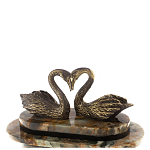 Часы настольные из натурального камня с декором в виде двух лебедей Swans Stone Clock варинант исполнения - 4 | Loft Concept в Брянске