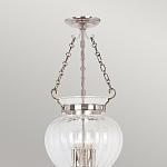 Подвесной светильник цвета никель с прозрачным ребристым стеклянным плафоном в классическом стиле Elstead Lighting варинант исполнения - 3 | Loft Concept в Брянске