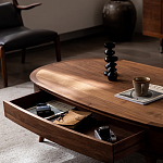 Кофейный стол овальный из дерева с 2-мя ящиками Coffee Walnut Table варинант исполнения - 7 | Loft Concept в Брянске