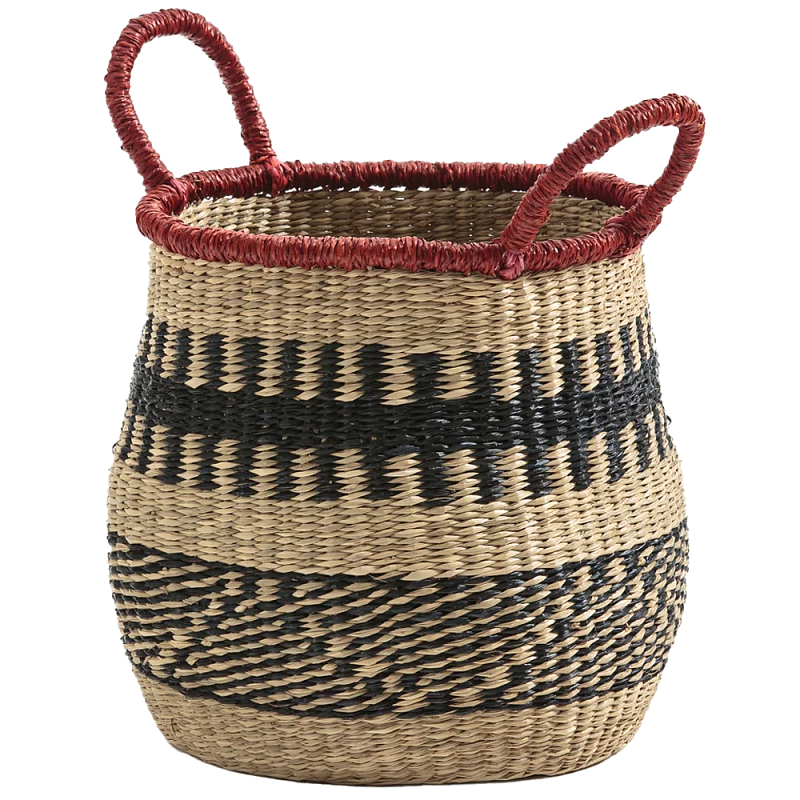 Круглая плетеная корзина Oyana Wicker Basket Красный Бежевый Черный Круглая плетеная корзина Oyana Wicker Basket Красный Бежевый Черный в Брянске | Loft Concept